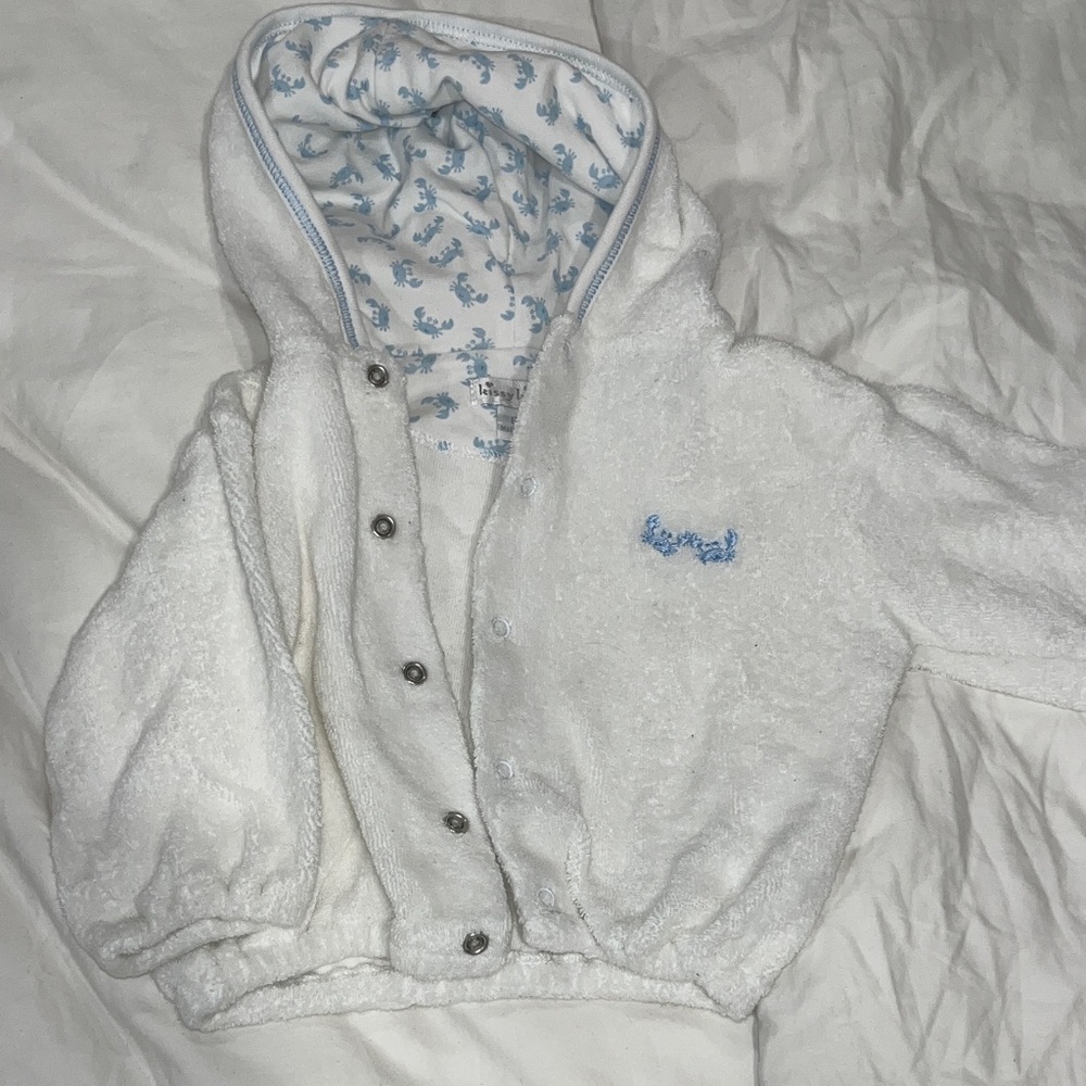 Kissy Kissy White Terry hoodie Crabs